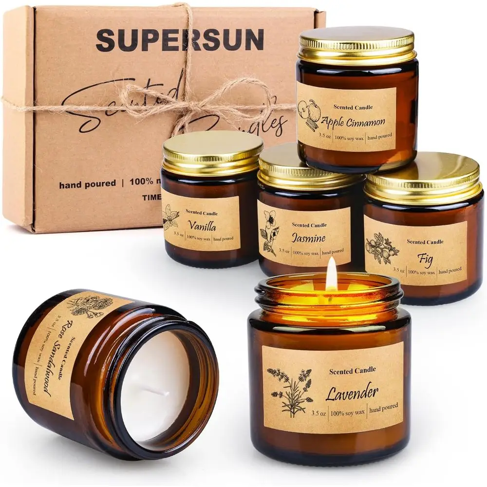 

6-Pack Long-Lasting Soy Wax Scented Candles Set for Women, Ideal for Birthdays, Easter, and Mother's Day