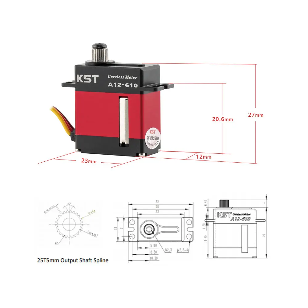 KST A12-610 0.11sec 7.4V Aluminum Alloy Coreless DC Motor Hardened Steel Aircaft Servo For RC Drone Glider Airplane Helicopters