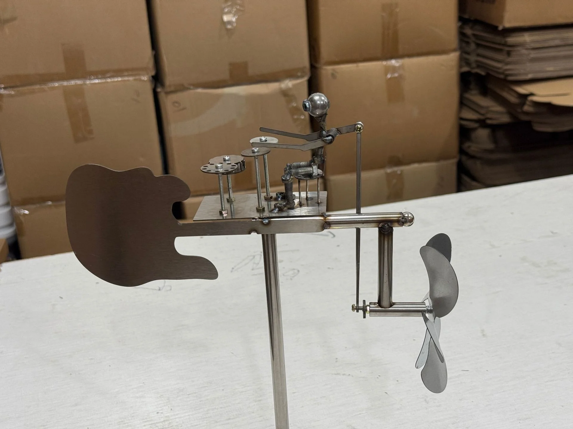 Independent Station Metal Ironwork Outdoor Garden Drummer Windmill Ground Insert Garden Courtyard Decoration Wind Vane Ornament