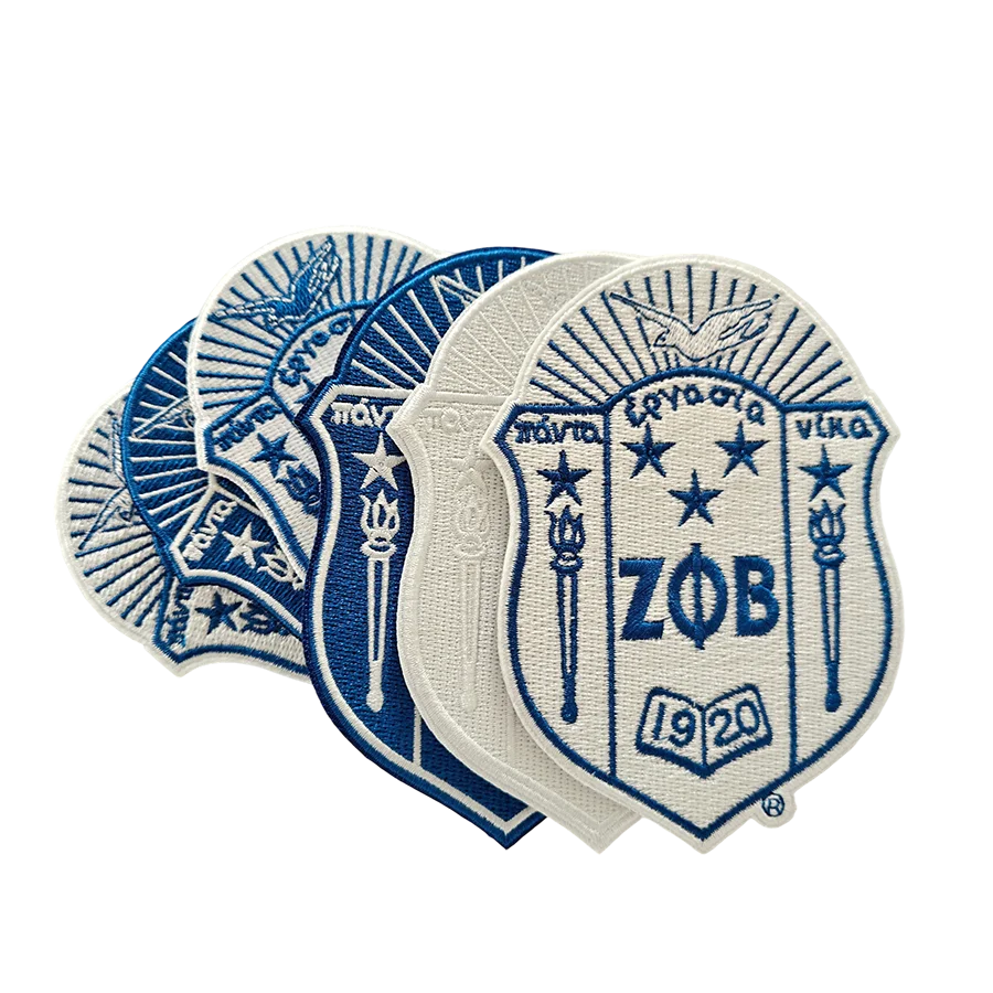 

3-5 Inch Blue/White Zeta Phi Beta Sorority 1920 Iron-On Greek Sorority Badges patches Factory Direct Embroidery Patch