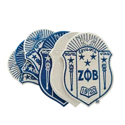 3-5 Inch Blue/White Zeta Phi Beta Sorority 1920 Iron-On Greek Sorority Badges patches Factory Direct Embroidery Patch