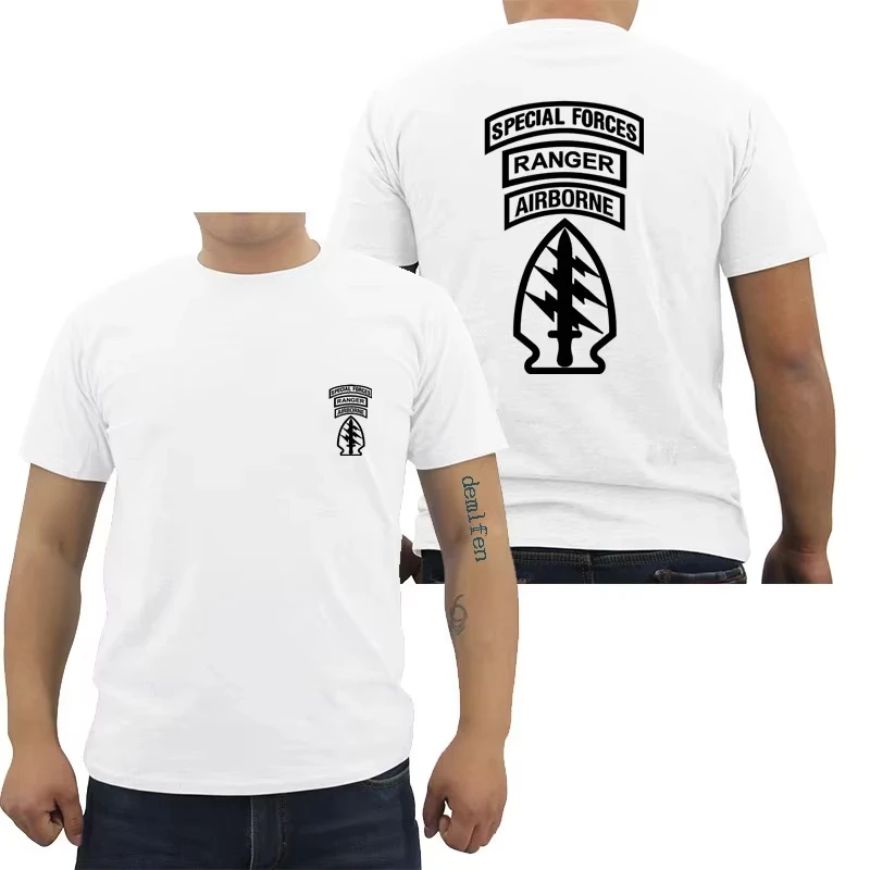Hot Sale Fashion US Army Special Forces Airborne Commando Ranger Front & Back Print T-shirt Men Short Sleeve T Shirt Cool Tees