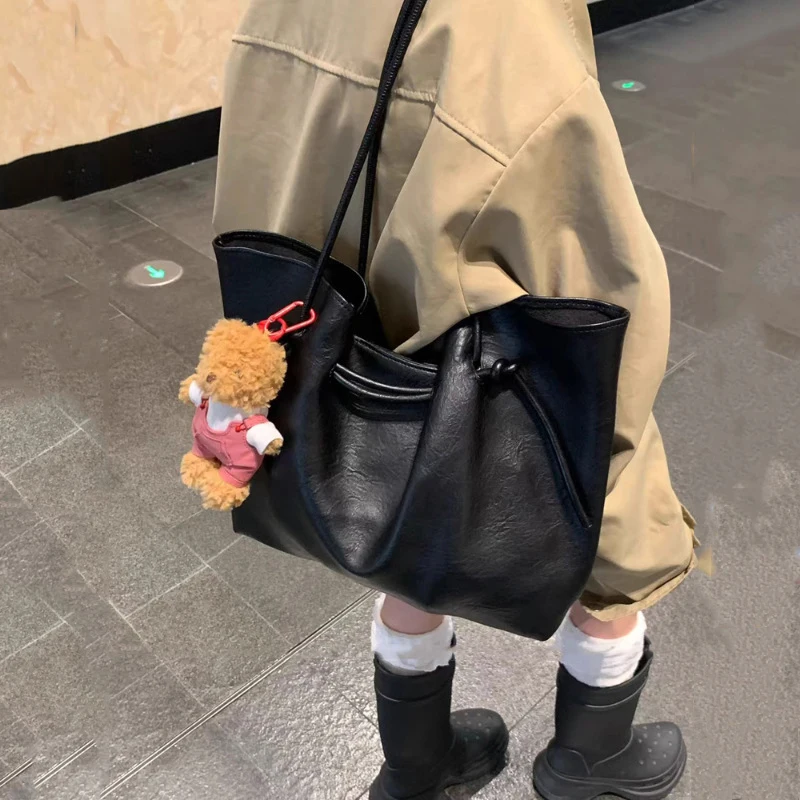 2026 Spring Summer Vintage Strap Tote Bag PU Leather Women's Shoulder Bag Crossbody Bag Handbags for Women Designer Female