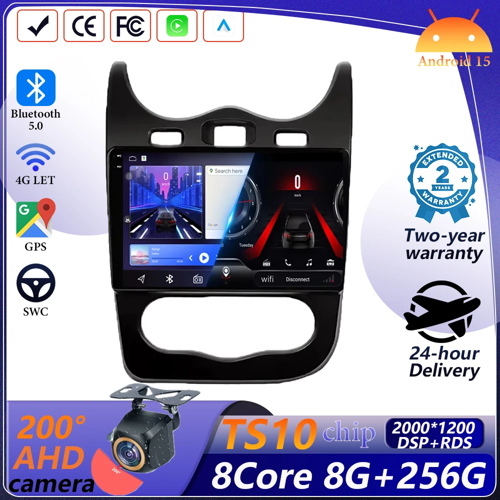 For Renault Sandero Stepway GT 2013-2014   Car Radio Carplay Navigation GPS Stereo Android Auto Screen Bluetooth Multimedia Play