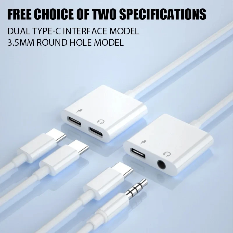 Adaptador de audio 2 en 1 USB C a conector de 3.5mm, cable auxiliar con carga para Samsung Xiaomi Huawei y audífonos con cable 2