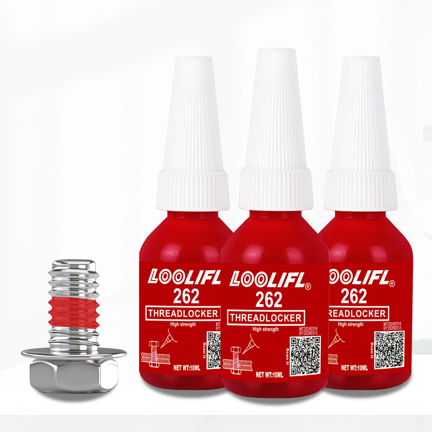 3PCSスレッドロック剤262金属接着剤、ナット、ボルト、および固定ネジの緩みや腐食を防ぐために使用されます10ml。