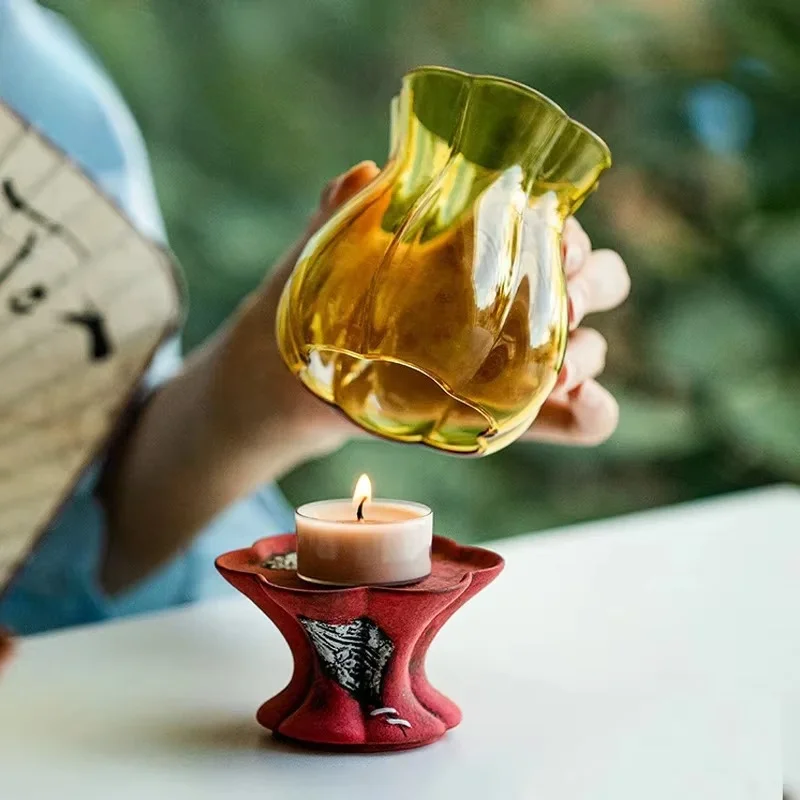 Portavelas de arcilla en polvo roca antigua Retro, artefactos de Yin, velas aromáticas perfumadas, luces vela, centro