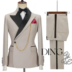 Men's Suit Fashion Formal Business Slim Fit 2-Pieces White Blazers Pant Men's Tuxedo Wedding Men Suits Groom Suit