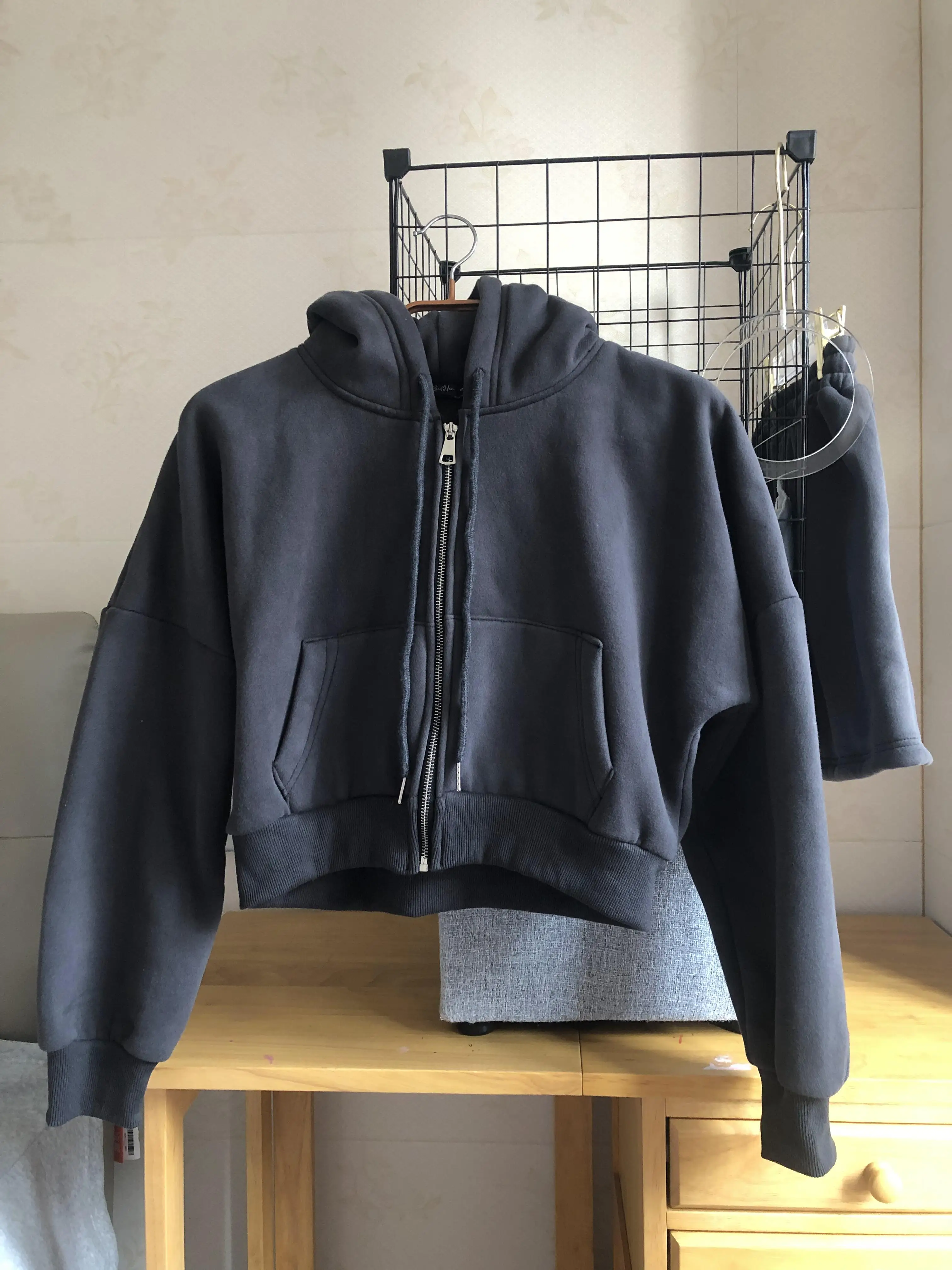 Reißverschluss-Hoodie mit weitem Bein und Hose, zweiteiliges Set für Damen, lässiges Kapuzen-Sweatshirt, Trainingsanzüge, sportliche Hosen-Outfit, 2-teilige Anzüge