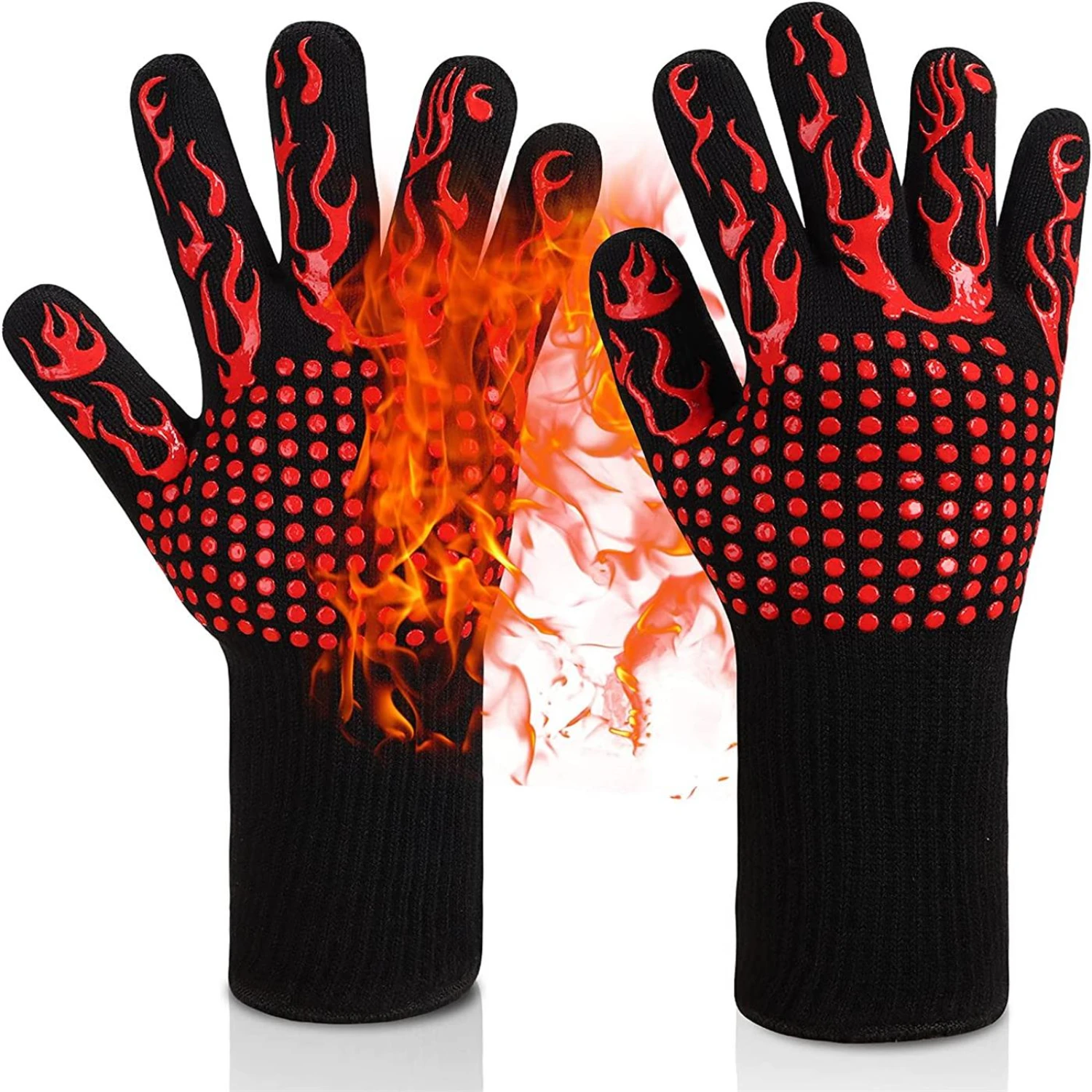  Rekawice kuchenne Red oven gloves silicone Guantes cocina Oven mits set Kitchen glove hot Grill glove Silicone oven mitt Gloves