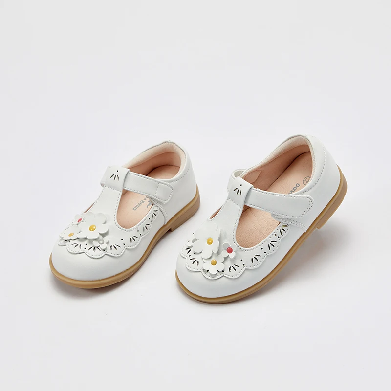 Dave Bella Children Kid Baby Girls White Flower Student Princess Shoes Princess Kids Leather Shoes For Girls Shoes DB1233932