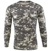 Camiseta de manga larga para deportes de caza de guerrero de camuflaje al aire libre para hombre, camiseta holgada de secado rápido con cuello redondo, Top táctico militar