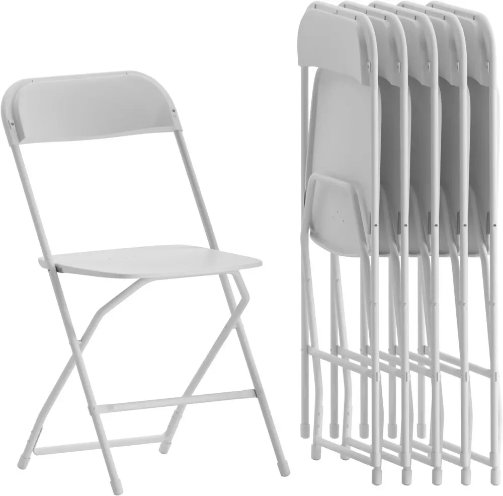 Silla plegable de plástico serie, asiento blanco, capacidad de peso de 650lb, cómodo, ligero, ideal para eventos, paquete de 6 unidades