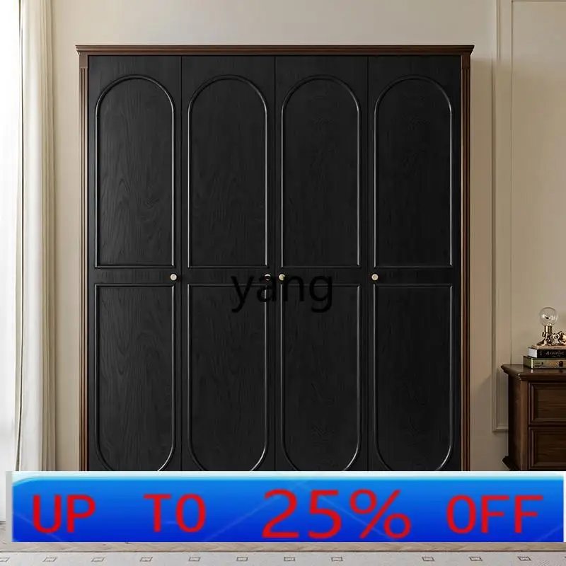 

LMM medieval style pure solid wood wardrobe American bedroom storage large wardrobe