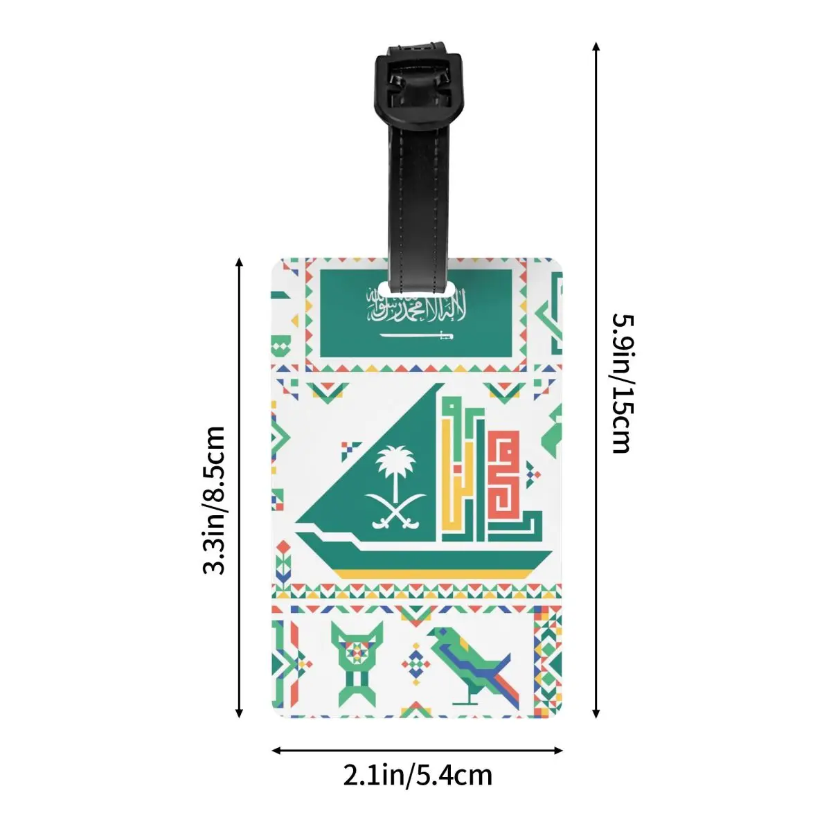 Custom Arabic Calligraphy Emblem Saudi Arabia Flag Luggage Tag Privacy Protection Baggage Tags Travel Bag Labels Suitcase