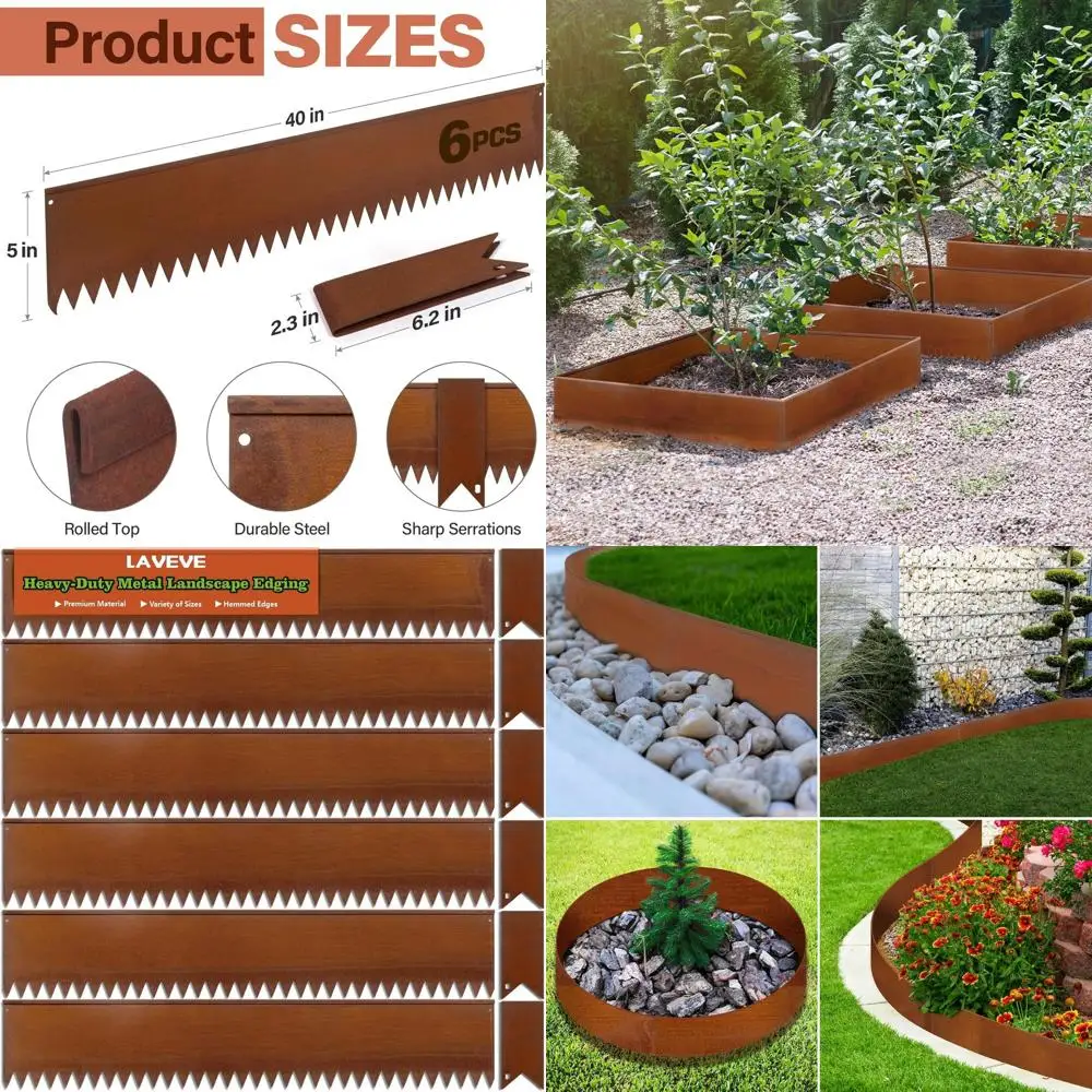 

Ландшафтная окантовка из оцинкованной стали в деревенском стиле, молоточковая садовая граница с зажимами для газона, кирки и двора