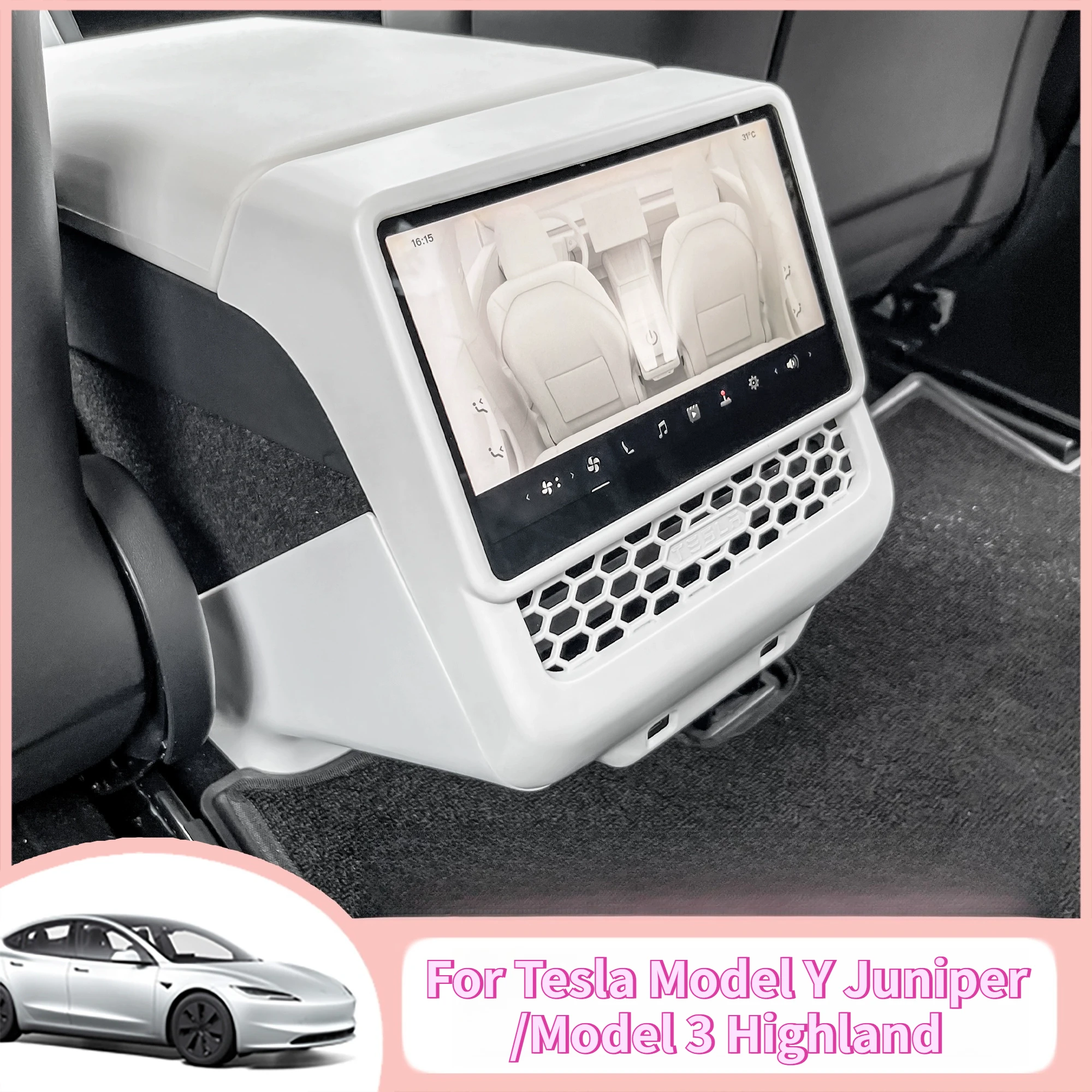 ل تسلا نموذج Y العرعر 2025 منفذ الهواء الخلفي الغطاء الواقي حماية الشاشة الخلفية مكافحة ركلة حماية ملصق الديكور #1