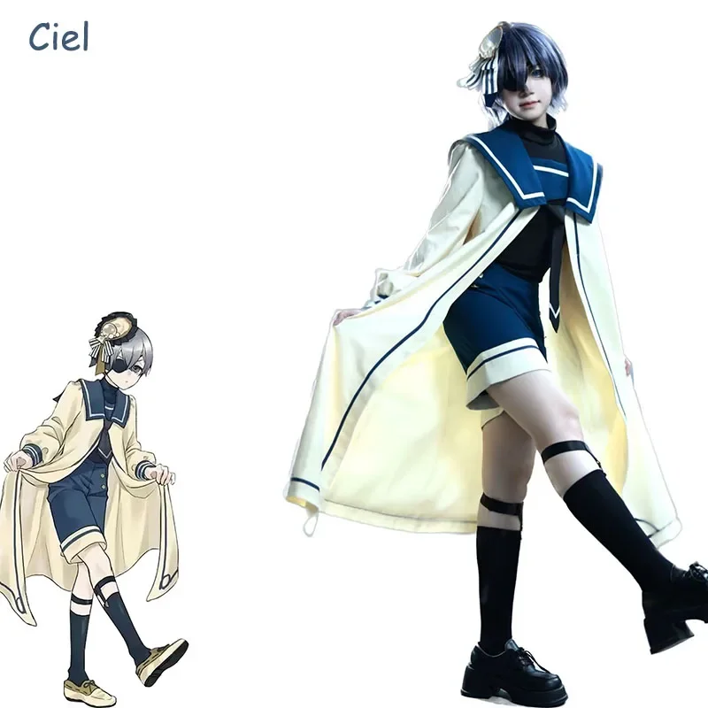 Ciel Phantomhive Scallop Suits Anime Black Butler Cosplay Costume Wig Outfits Cloak Halloween Party Performance Dress