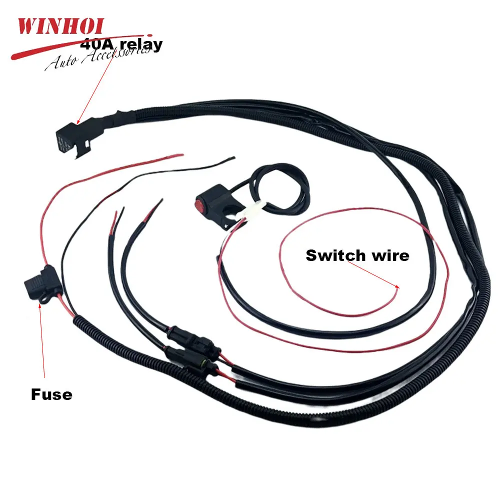 LED Motorcycle Headlight Wiring Harness with Switch Auxiliary Motorcycle LED Headlight Wiring Harness Relay Wire for ATV 12V