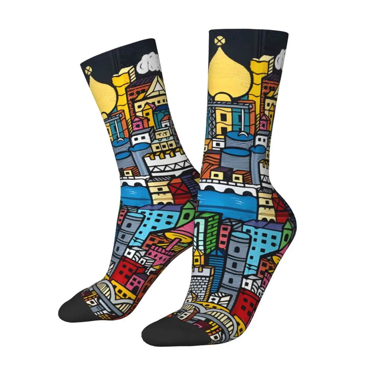 Retro Graffiti London - Architectural Photograph Print Men's compression Socks Unisex Harajuku Pattern Printed Novelty Crew Sock