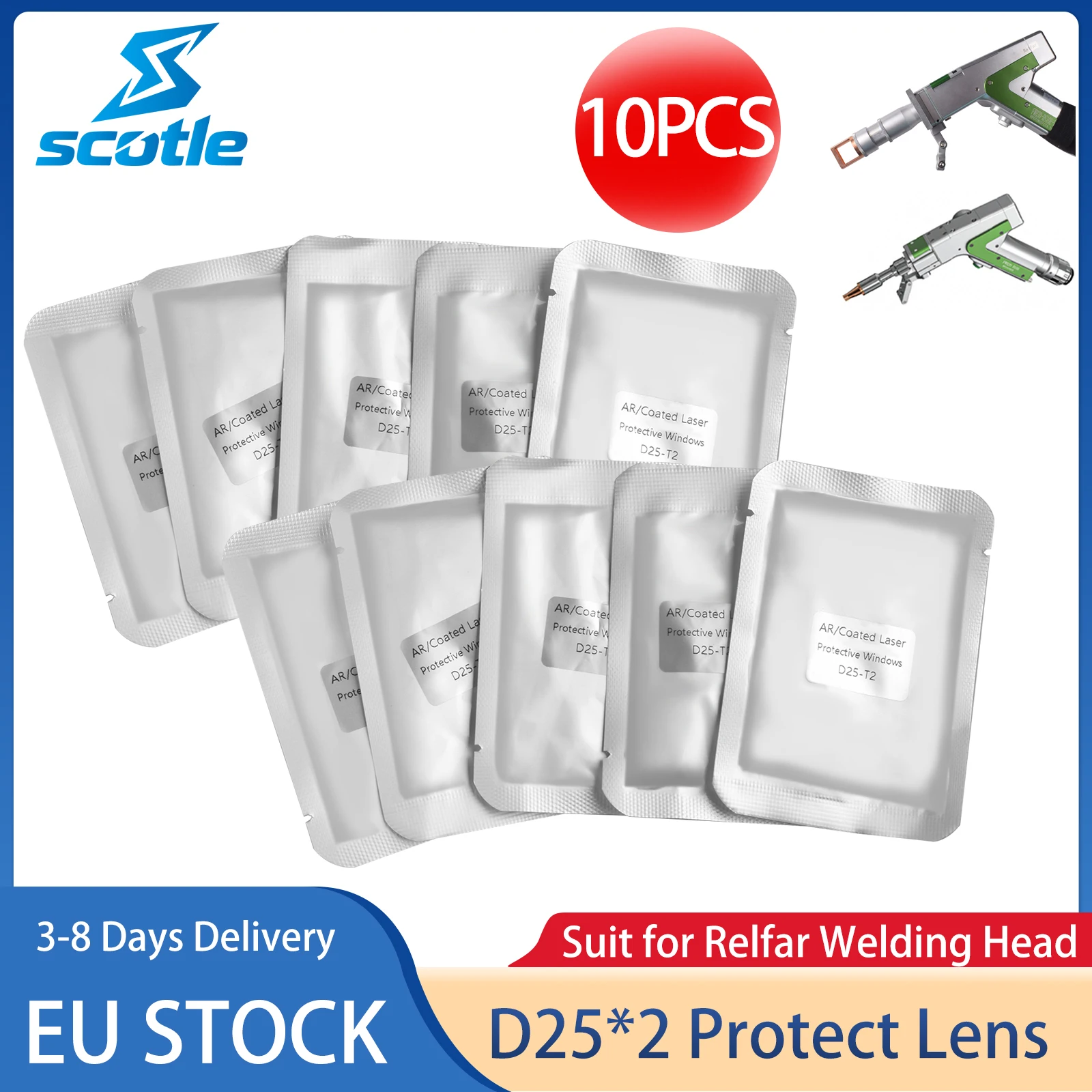 D25*2 Optical Laser Protect Lens D25*2 Laser Welder Protective Windows Welding Machine Part for Relfar Welding Head EU STOCK
