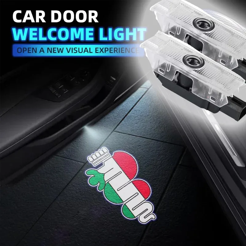 

2pcs LED Car Door Welcome Lights for Alfa Romeo Giulietta Mito Stelvio Giulia 147 159 Courtesy Projector Ghost Shadow Lamp
