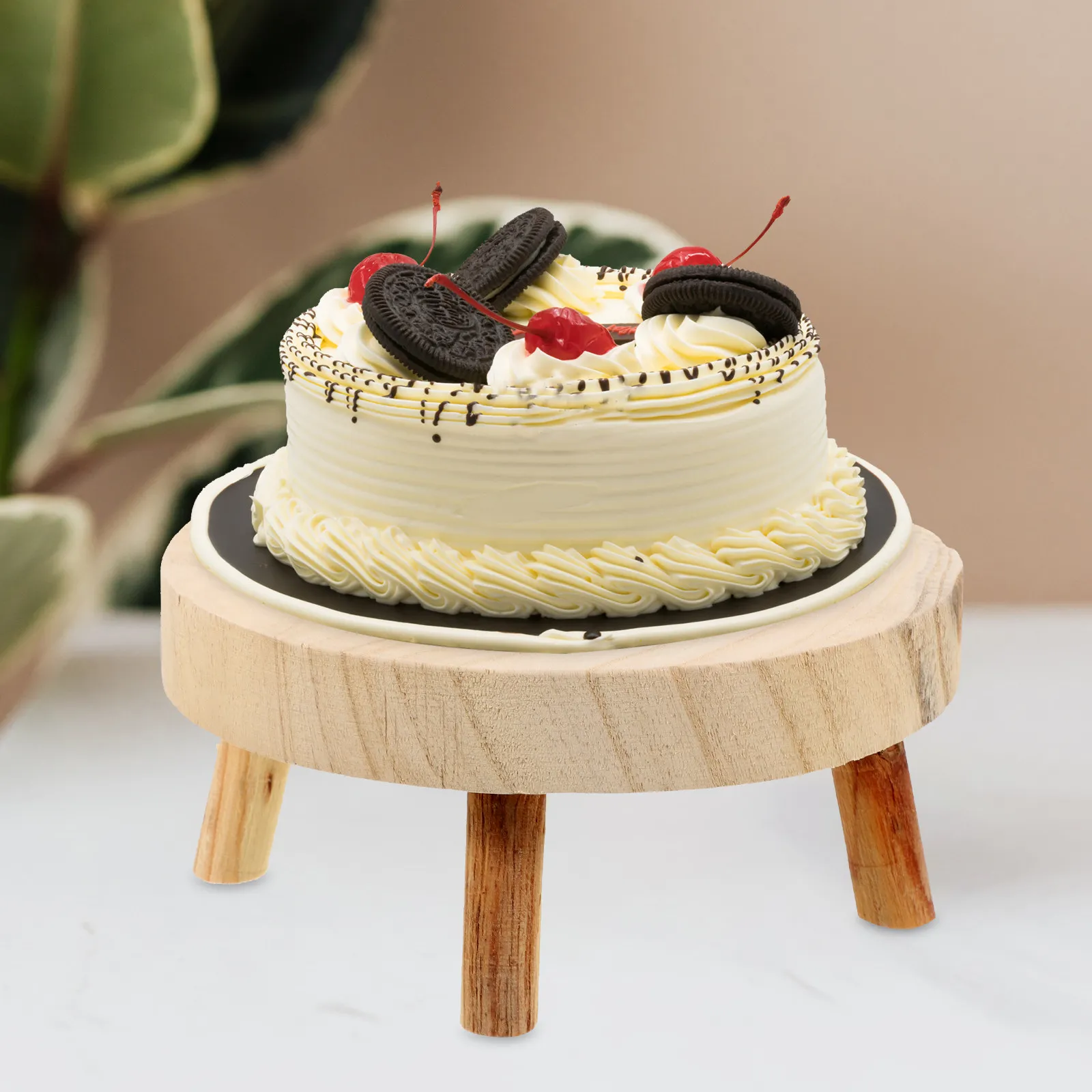 Wooden Small Stool Vintage Cake Display Stand Rustic Holder for Succulent Plants Fruit Home Decoration Small Wood Stool