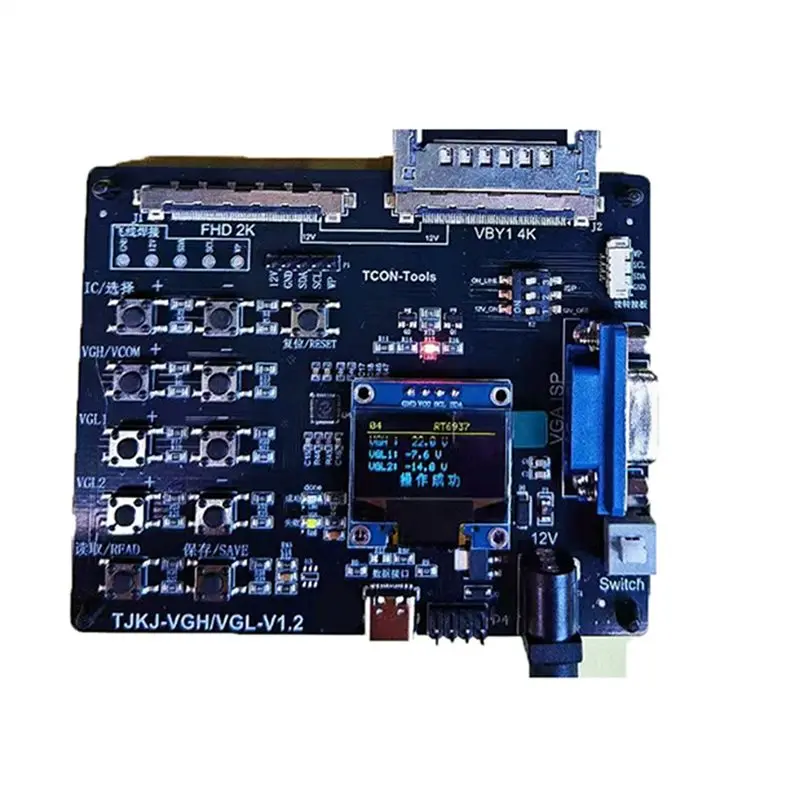 บอร์ดควบคุมแรงดันไฟฟ้า BAAR-Tcon Vgh Vgl Vcom พร้อมโปรแกรมเมอร์ แหล่งจ่ายไฟ DC ปลั๊กแบบ US ออลอินวัน เมนบอร์ด