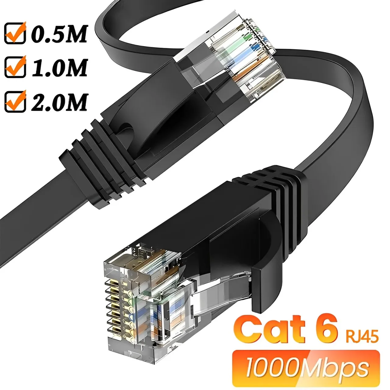 Cat 6 Ethernet Cableh Flat High Speed 1000Mbps Kable internetowe Kabel sieciowy CAT6 RJ45 Ekranowane kable wewnętrzne do PC 0.5M 1M 2M