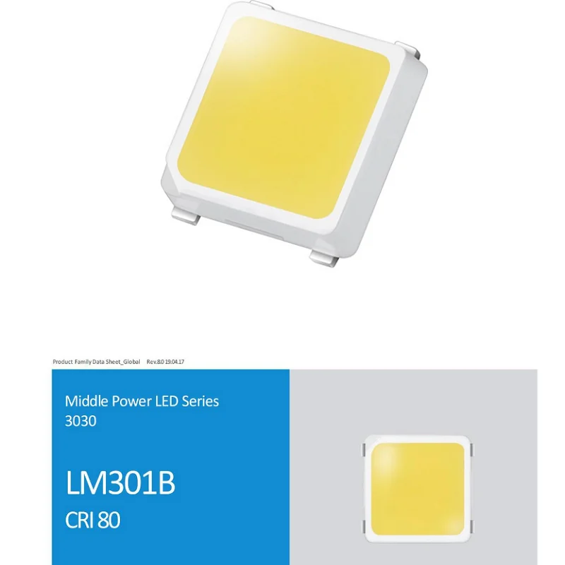 100PCS Original LM301B LM301H EVO LED 3000K-6500K 3V 0.5W Ra80 3030 High Light Efficiency/PPE
