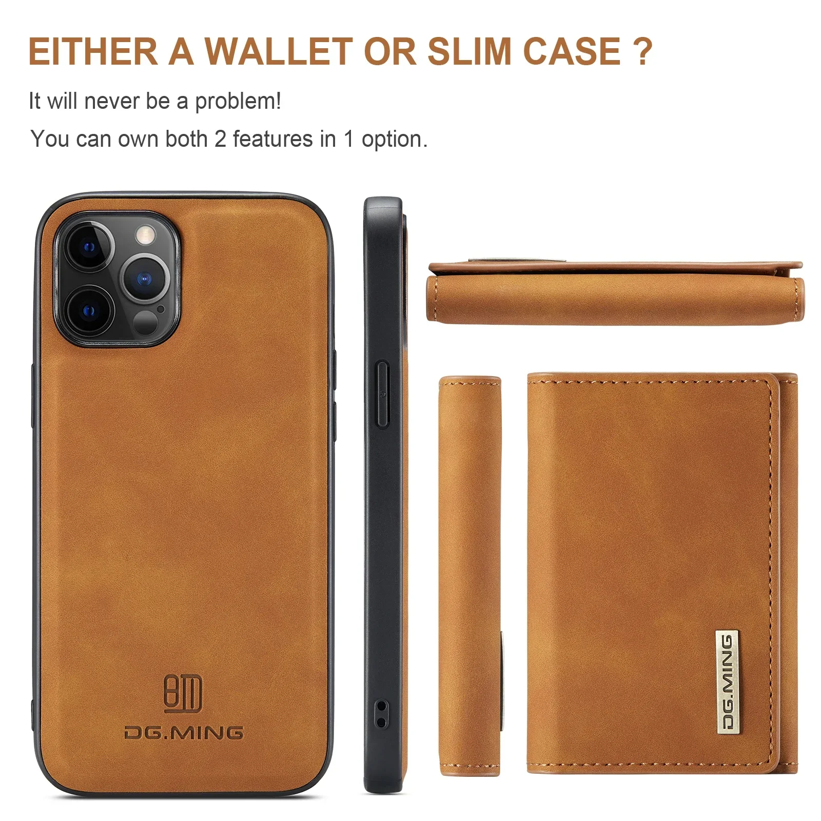 2in1 Intelligent Divide Split Body Magnetic Case Bag for IPhone 11 12 13 Mini 14 15 Plus 16 Pro Max X XR PU Leather Wallet Cover