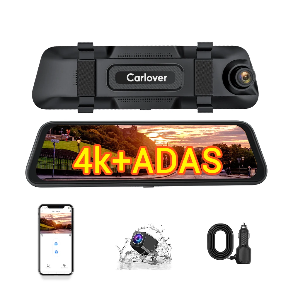 

Carlover ADAS BSD 4K 10-inchTouch Screen Dash Cam DVR Driving Video Recorder Night Vision Reverse Dash Camera