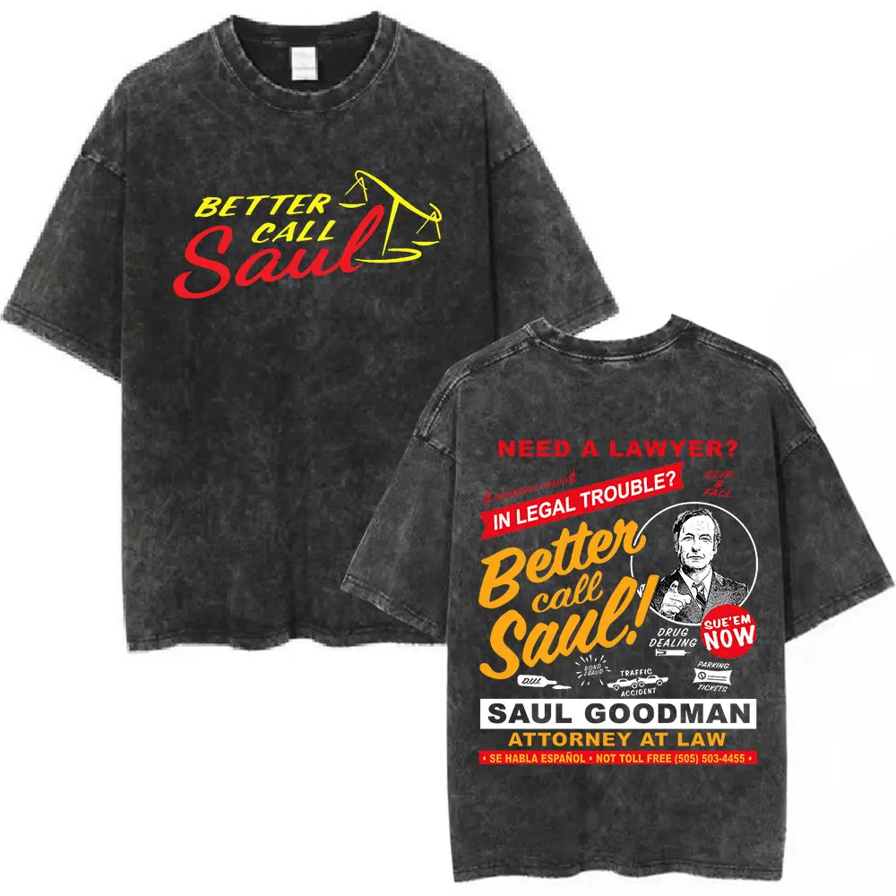 

Heisenberg Breaking Bad Vintage Washed T Shirt Better Call Saul Graphic Print T-shirts Men's Pure Cotton Short Sleeves Tee Shirt