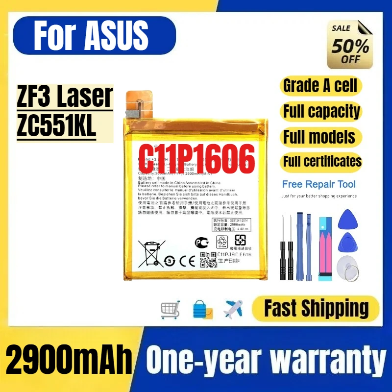 

C11P1606 for ASUS ZF3 Laser/ZC551KL Mobile Phone Battery High Quality High Capacity Replacement Bateria Grade A Cell with Tools