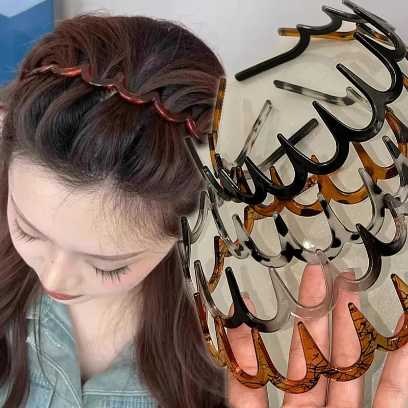 New Fashion Wave Headbands for Women Solid Color Toothed Non-slip Hair Bands Girl Face Wash Sports Hairbands Hair Accessories