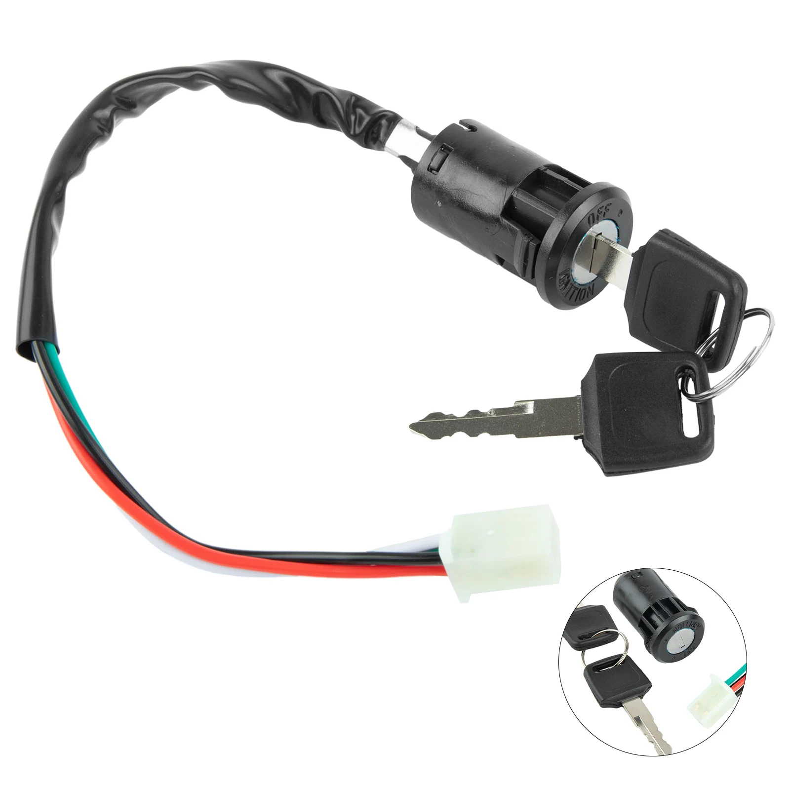 Motorcycle On Off Electrical Switch with 2 Keys and 4 Wire Harness for ATV Quad Dirt Bike Compatible with LT80
