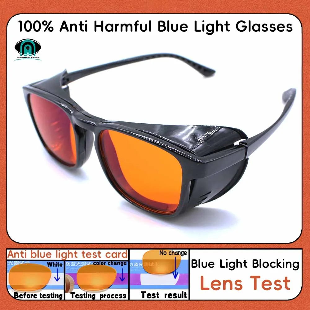 

Blue Light Blocking Goggles 100% Anti Harmful Blue Light Orange Red Lenses Gaming Glasses Large Frame Fashion Glasses