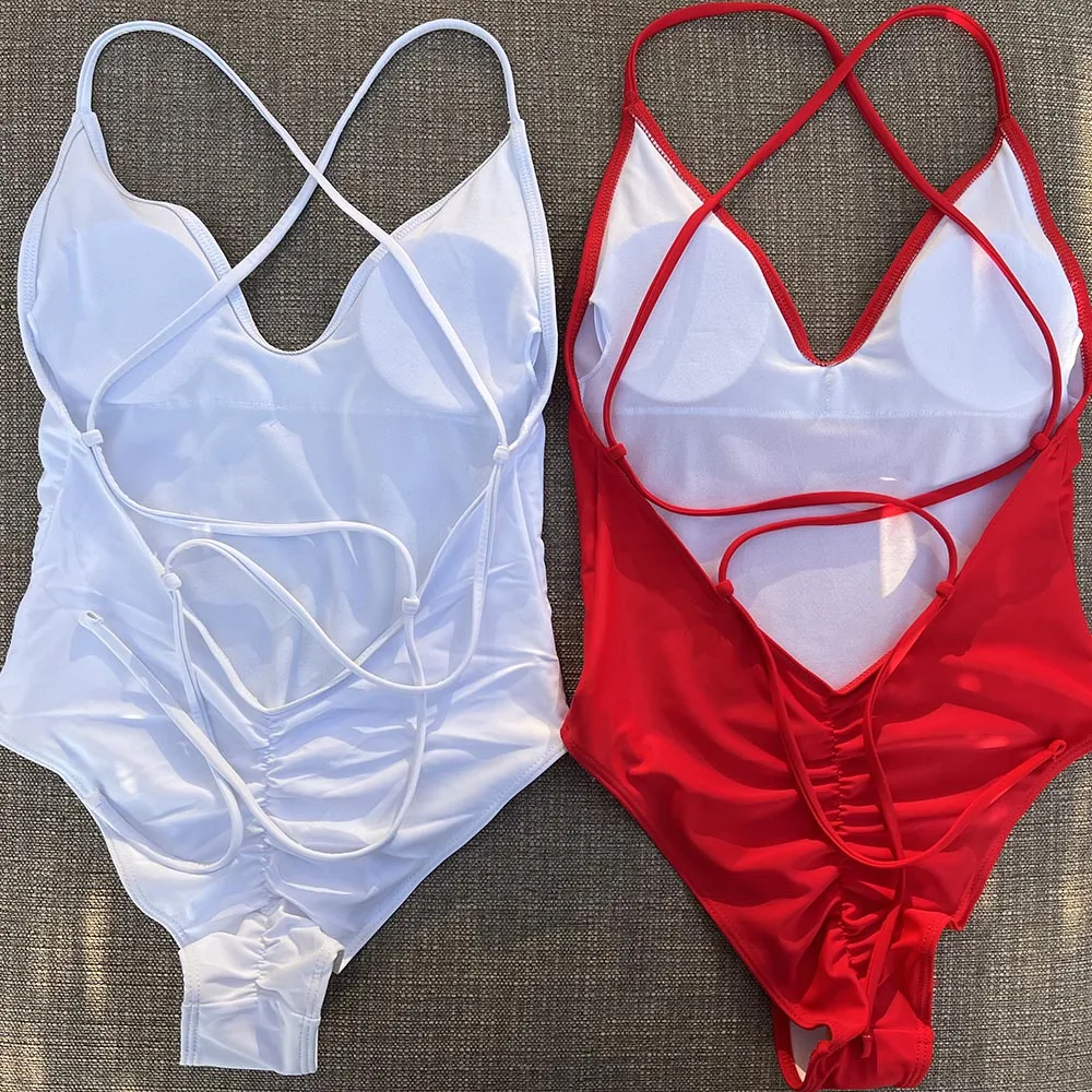 Costume da bagno intero solido Costumi da bagno donna 2025 Nuovo bikini Body sexy Costume da bagno taglie forti Costume da bagno maillot de bain femme