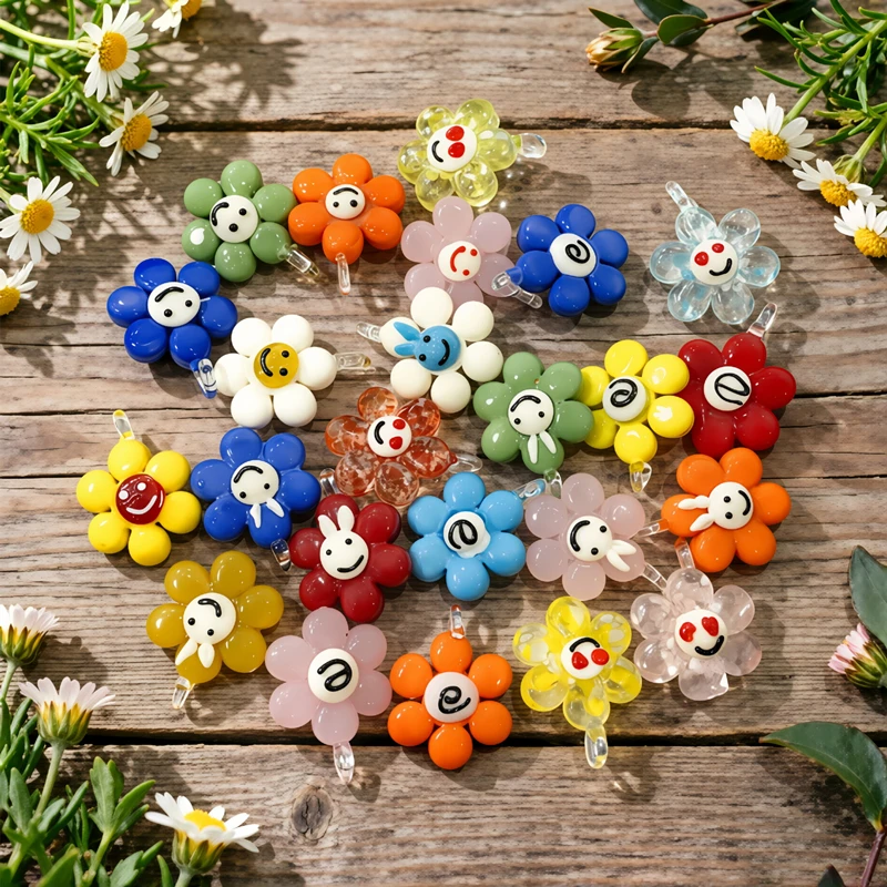 Mini Colorful Flower Charm Glass Pendant DIY Craft Accessories Jewelry Making Supplies Holiday Party Gifts For Handmade Lovers