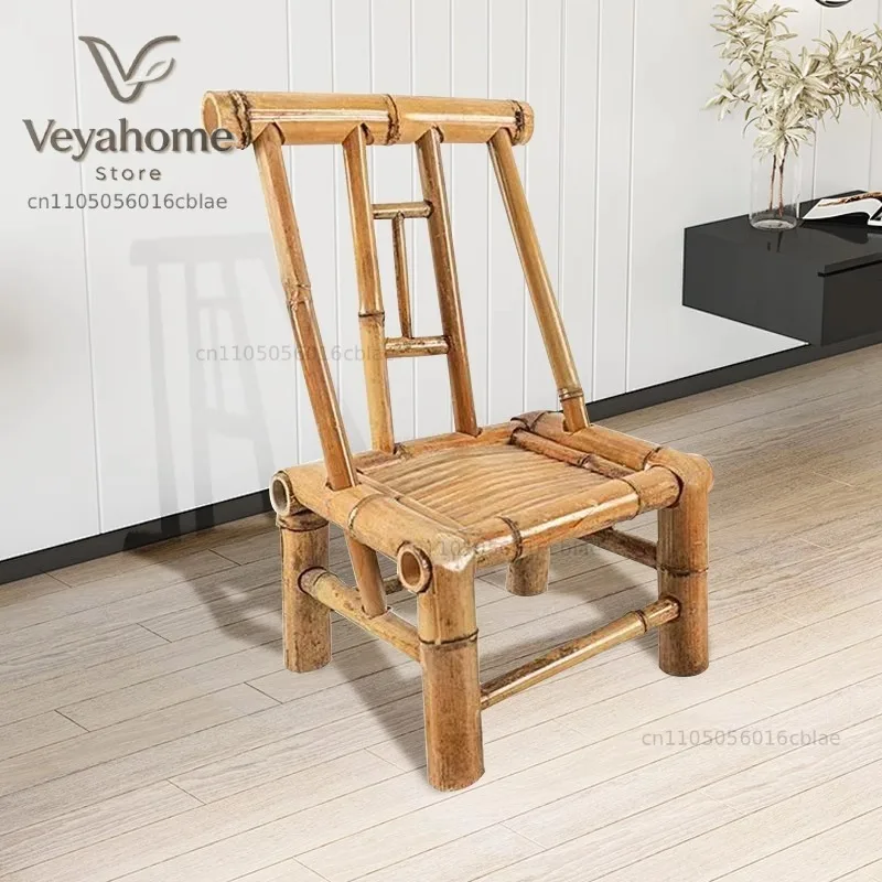 BP82 Handcrafted Bamboo Chair with Backrest Traditional Chinese Style Photography Tea Room Dining Chair for Home Decor