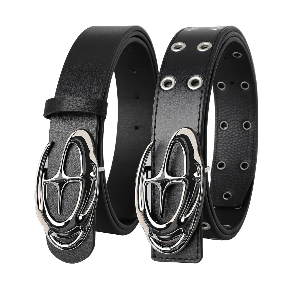 Men's Belt Punk Alien Buckle Belt Vintage Gothic Y2K Belt Men or Women Street Punk PU Leather Designer Waistband Pair with Jeans