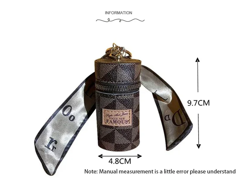 Luxury Leather Bucket Lipstick Pendant Earphone Bag Lipstick Mini Keychain Bag  key pouch Women Accessories Keyring Gift