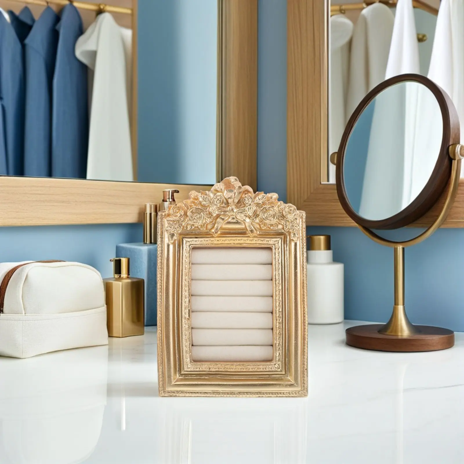 

Vintage Ring Holder Jewelry Display Stand Frame Earring Display Tray Baroque Wedding Engagement Anniversary Jewelry Organizer