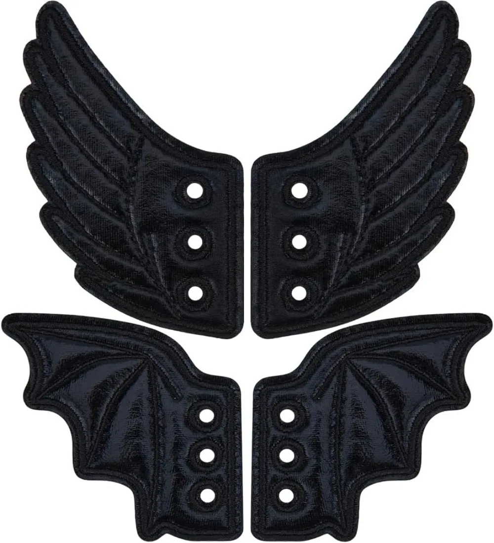 

2 пары подвесок, аксессуары для крыльев обуви, тканевые крылья ангела, обувь, кружевные украшения для Хэллоуина, ботинки, коньки, кроссовки, парусины