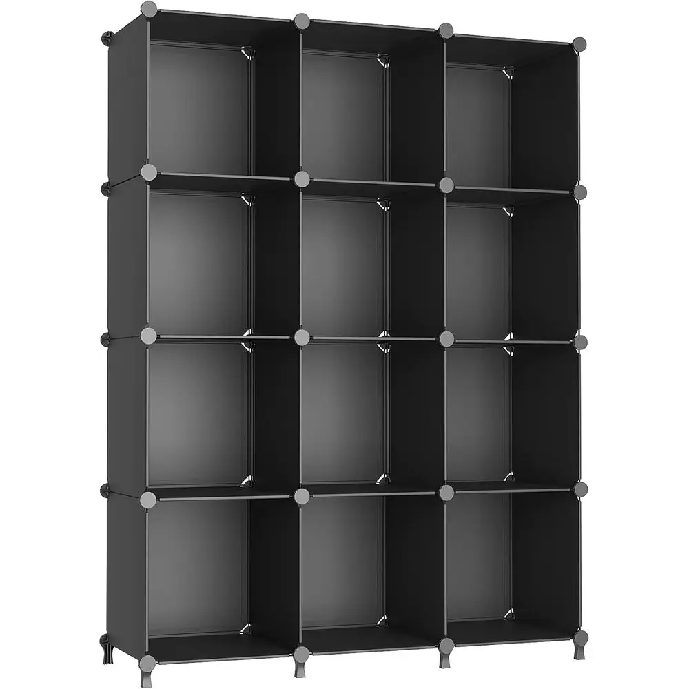

AWTATOS Cube Storage Organizer Closet Storage Shelves DIY Stackable Plastic Storage 12 Cube Bookshel, Ideal Storage Organizer or
