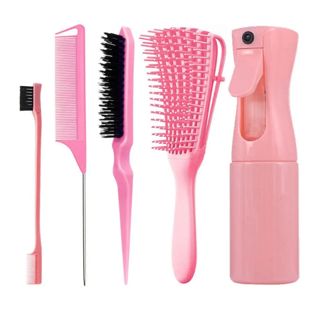 5 Pcs New Plastic Hair Styling Tools Set Spray Bottle Unisex Hair Styling Comb Set Tip Tail Comb Hair Tools Teasing Hair Brush