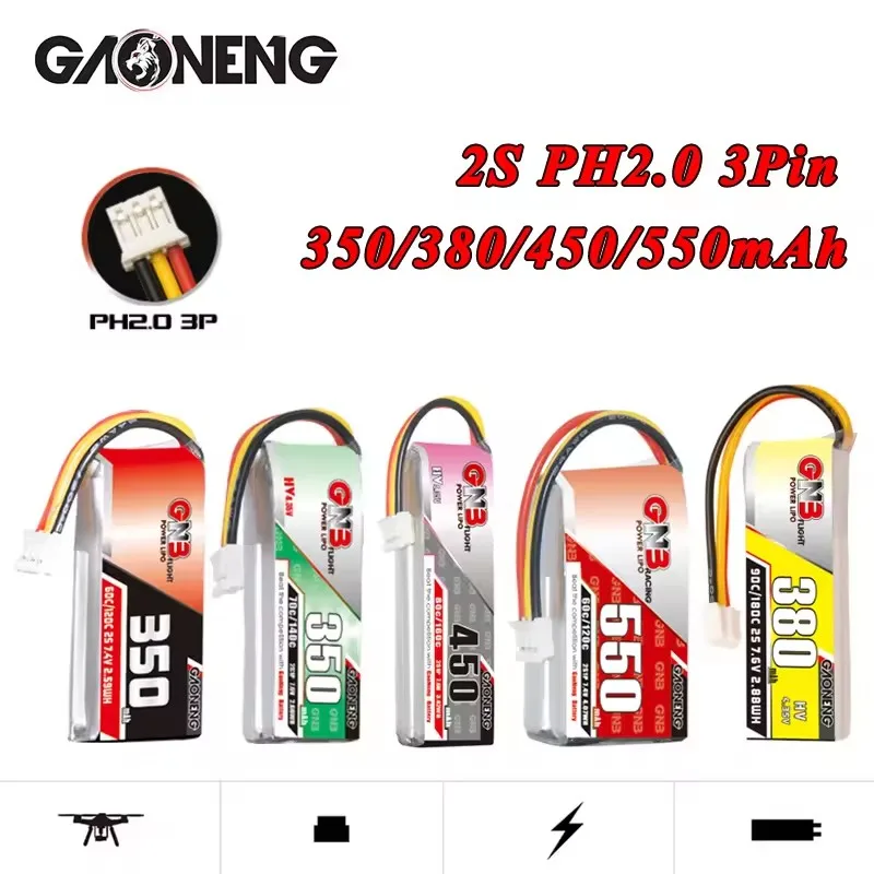 GNB 2S 7,4 V 7,6 V 350/380/450/550 mAh 60/70/80/90c Lipo Batterie Für 1/28 Rc Racing Drift Auto Teile RC Auto Drift Rally Fahrzeug Spielzeug