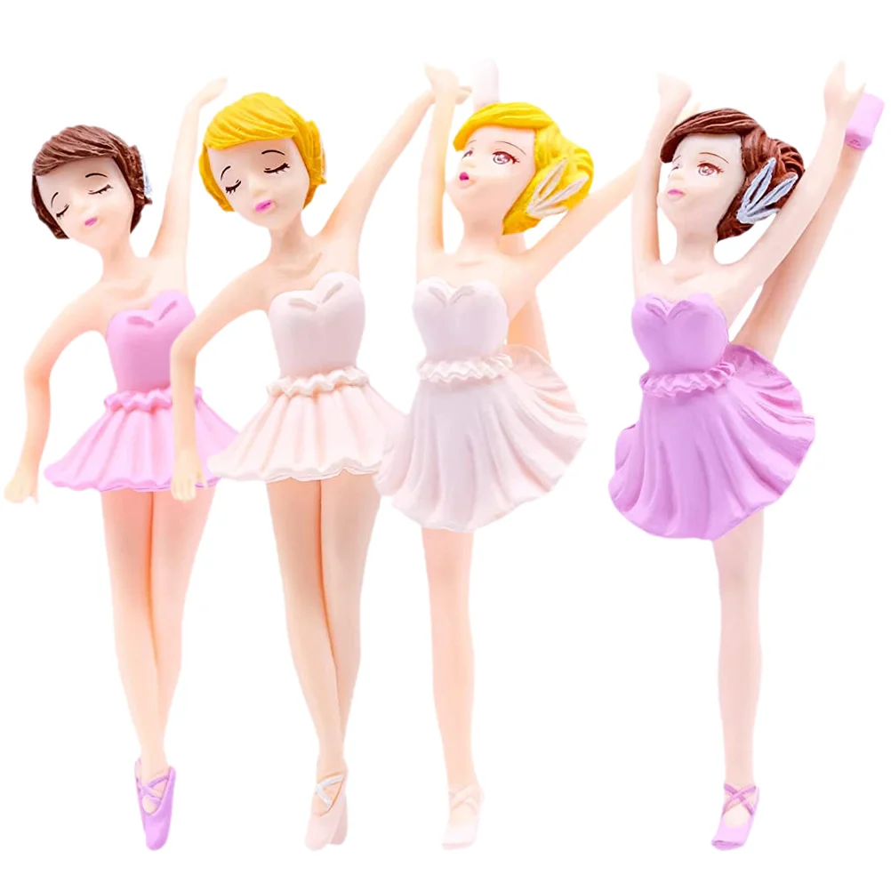 4 Pcs Ballet Girl Cake Decorations Elegant White Birthday Party Dessert nament Premium Material Non Fading Realistic