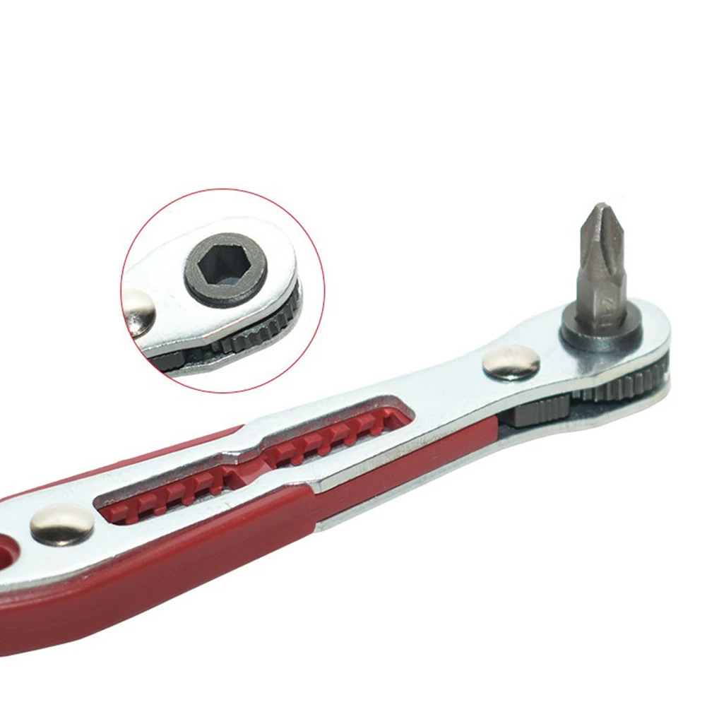 2pcs Adjustable Two-Way Ratchet Wrench Screwdriver Cross Screwdriver Slotted Ratchet Wrench Multi-function Hand Tool