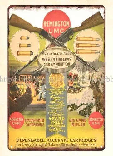 Remington UMC Firearms Ammunition metal tin sign discount home decor